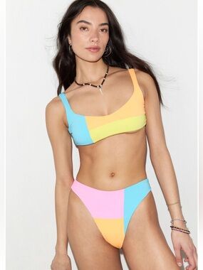 NWT One One Lourdes and Anastasia Colorblock Scoop Bikini Set